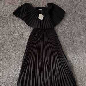 Black pleated maxi dress